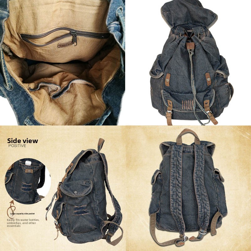 Retro canvas leren dubbele sch - Canvas Backpack Casual recensie en prijs