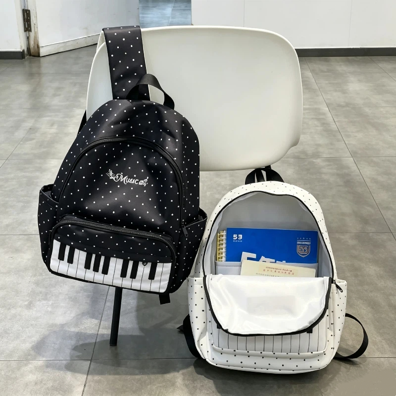 Zwart Wit Piano Note Wave Poin - Hiking Backpack Waterproof recensie en prijs